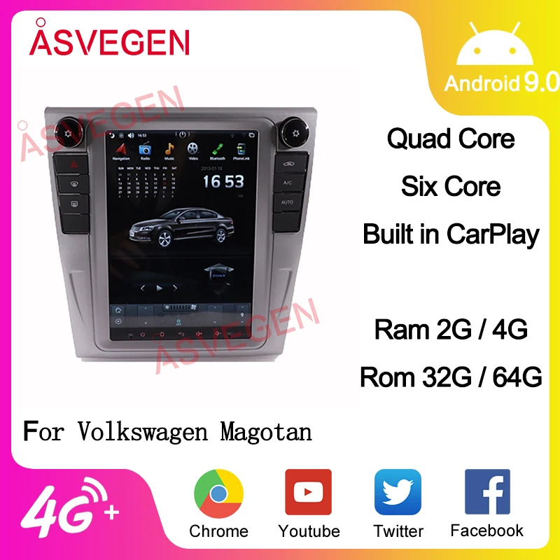 

10.4 Inch Auto Multimedia Stereo CarPlay For Volkswagen Magotan Screen Android 9.0 Navigation Player Intelligent System