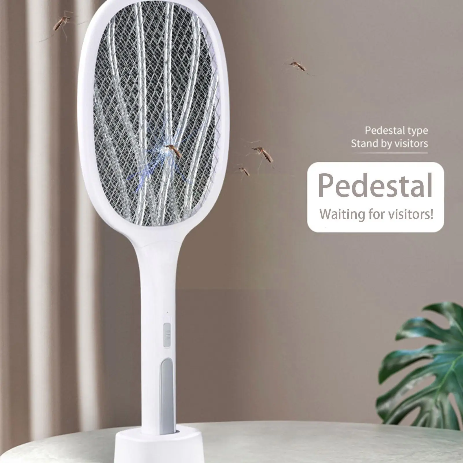 

3000v Electric Fly Racket Usb Rechargeable With Charging Base Mosquito Bug Zapper Fly Swatter Killer With Uv Light For Bedr F0h5