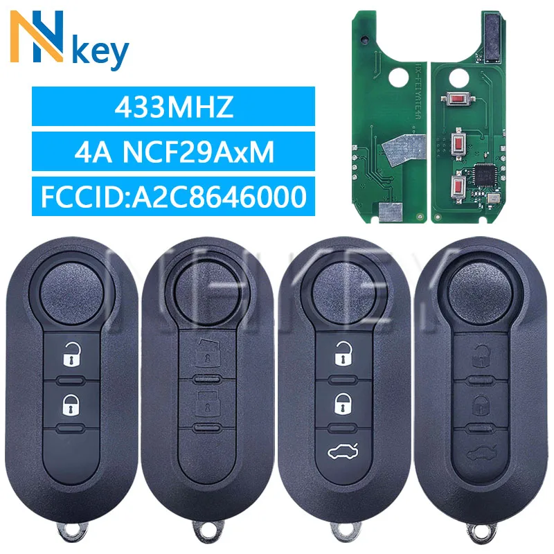 Фото Чип NH KEY 4A NCF29AxM 433Mhz, FCCID:A2C86460000, брелок для Fia T Strada MOBI UNO Fiorino E MAIS, выкидной ключ с 2/3 кнопками. №1