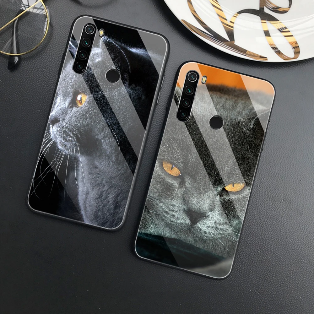 

Funny Cute Cat Glass Case for Redmi Note 10 Pro Max 11 7 8T 8 Pro Cover for Red Mi 9A Note 9Pro 10S 9C 9T Poco X3 M4 Pro 5G Capa