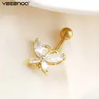 Серьги-гвоздики из нержавеющей стали для пирсинга пупка, украшения для пирсинга живота с кристаллами в виде бабочек, 1 шт.