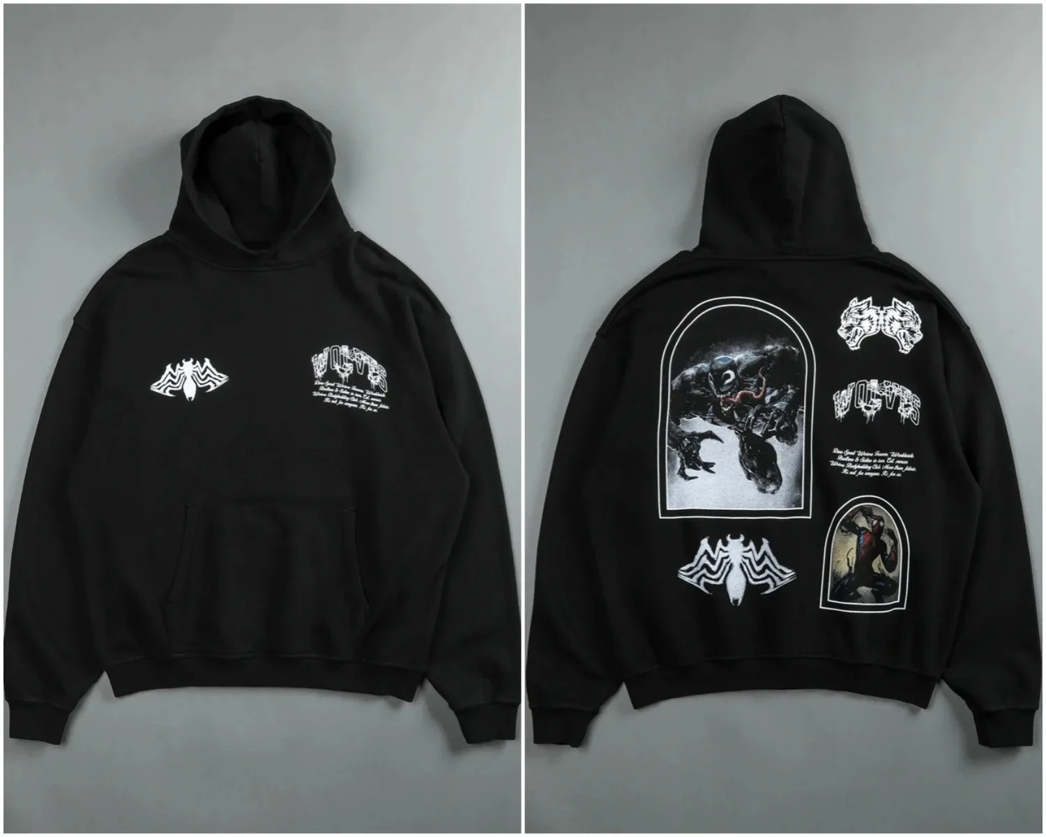 Мужской пуловер с капюшоном и принтом черепа 2024 г 350 хлопок