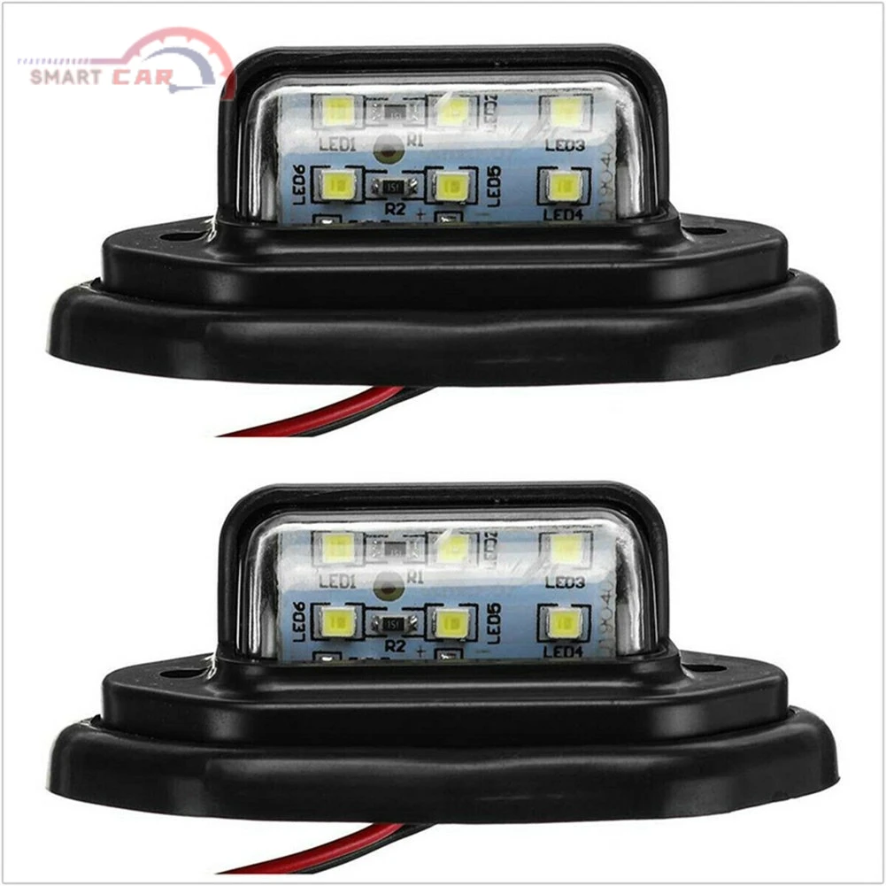 

2Pcs 6 LED Car License Plate Light White Signal Tail Lamp For Boat Truck Trailer 12-24V Side Marker Light License Plate Light