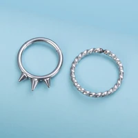 2pcs spiked twist nose ring hinged segment clicker stainless steel hoop septum piercing ear cartilage earring tragus lip jewelry