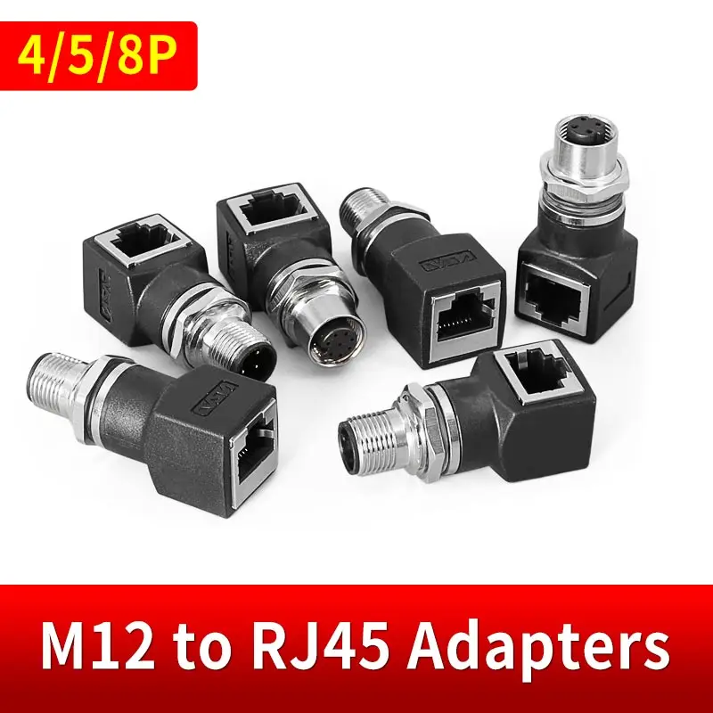 

1Pc M12 4Pin D Code to RJ45 Plug 8 Pin A-type Coding to RJ45 Connector rj45 to m12 Male Female Converter Adapter Connectors