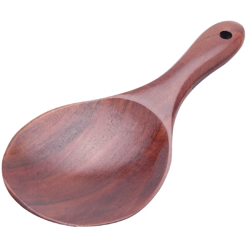 

6X Teak Wood Spoon Natural Solid Wood Rice Spoon Wooden Rice Paddle Big Potato Serving Spoon Wooden Kitchen Utensils