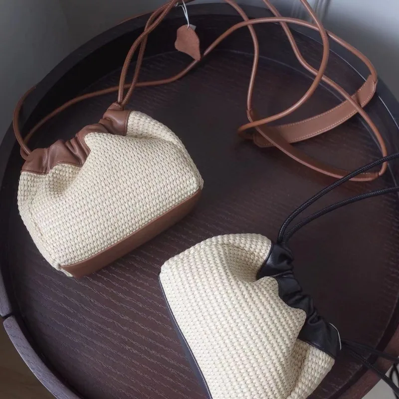 Сумка кросс-боди с соломенным переплетением на шнурке для отдыха и работы