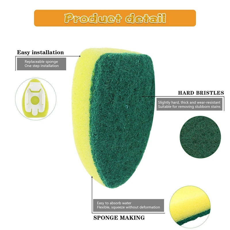 Promotion! Heavy-Duty Dish-Washing Stick Sponge With Handle Non-Scratching And Reusable Dish Sink(9 PCS) |