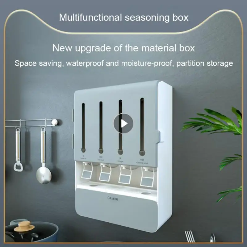 

Paste Wall-mounted Kitchen With Press Faucet Seasoning Jar Soy Sauce Vinegar Seasoning Bottle Edible Oil Pot Rack Seasoning Rack