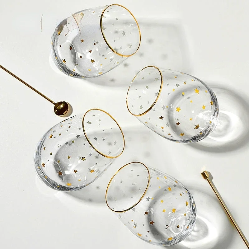 Стеклянная чашка в форме яйца стеклянная для воды луна звезда снежинка