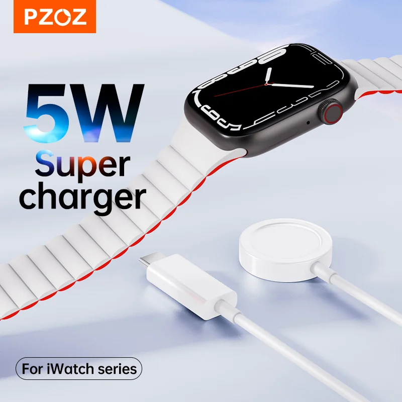 

PZOZ магнитное Беспроводное зарядное устройство для iWatch 8 7 6 SE портативное универсальное беспроводное устройство для быстрой зарядки серии часов 5 4 3 2 1 USB C шнур