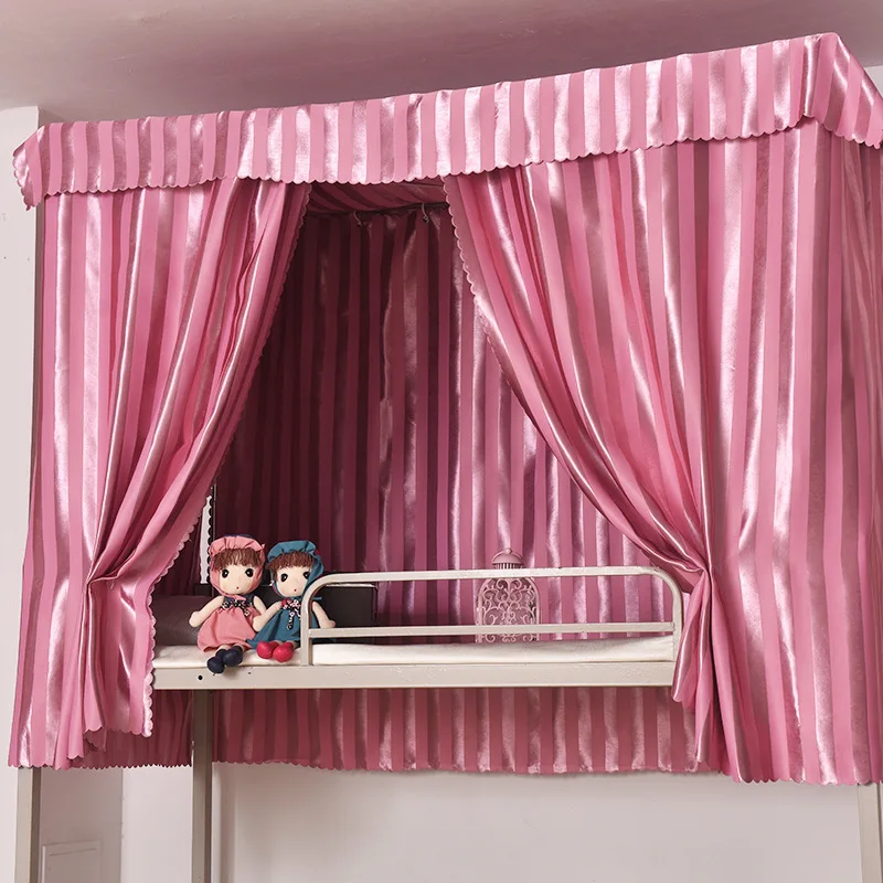 Имитация шелка полосатая занавеска для кровати Пыленепроницаемая верхняя и