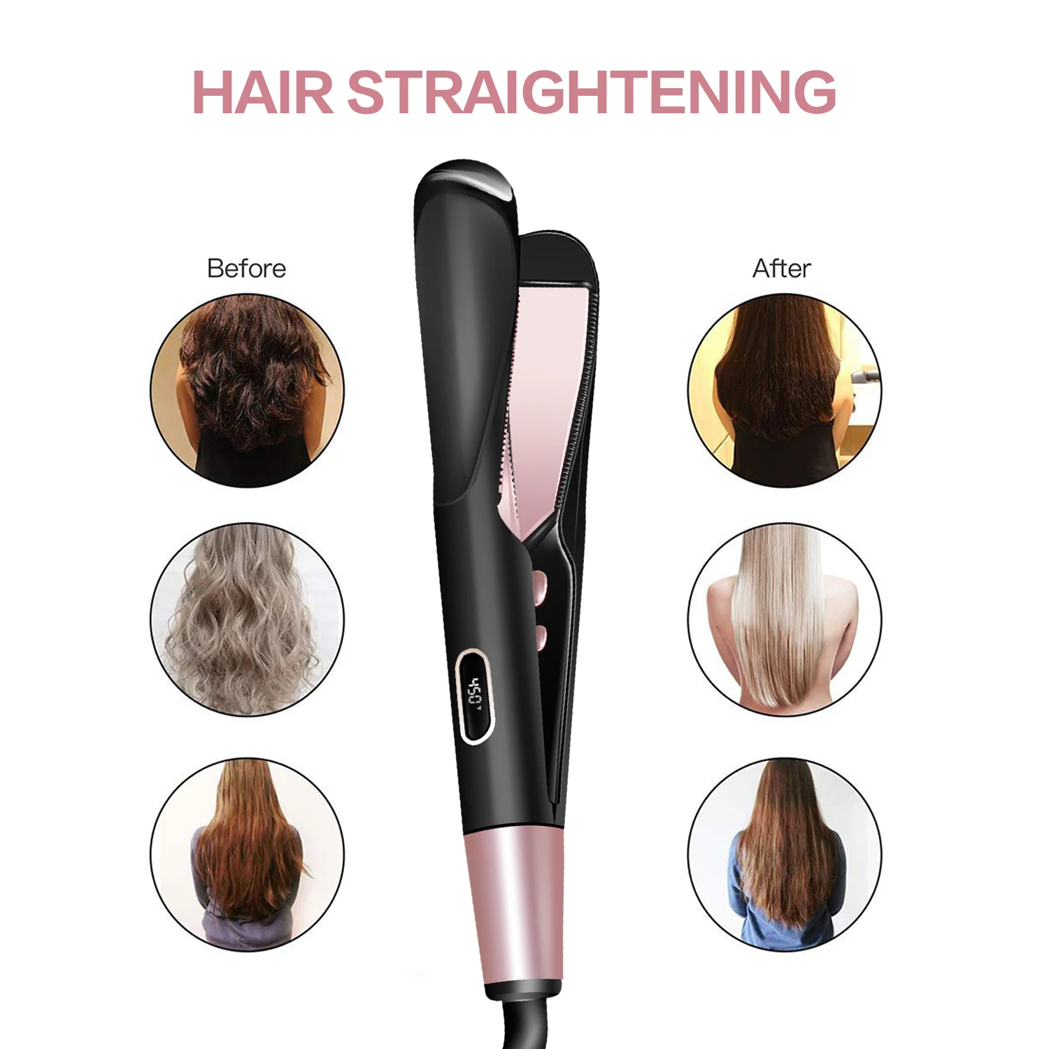 2 In 1 Hair Straightener And Curler Led Display Hair Crimper Wand Curling Iron Fast Heating Tourmaline Ceramic Flat Iron Tools