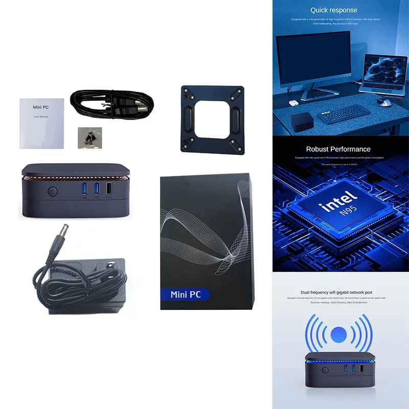 

For MINI PC AK1-PLUS Automatically Powers On The Windows 11 Processor Alder Lake-N Accessories With US Plug