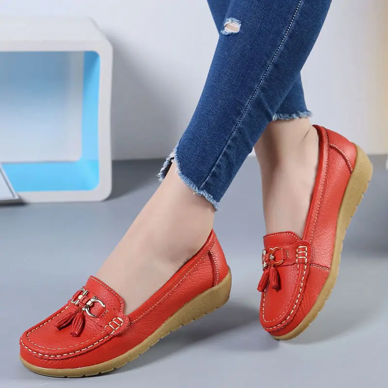

Women Flats Ballet Shoes Leather Breathable Moccasins Women Boat Shoes Ballerina Ladies Casual Shoes Zapatos Mujer Flat Shoes