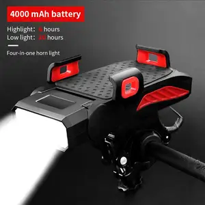 4 in 1 mobile phone holder headlight horn convenient portable bicycle usb charging light bicycle accessories free global shipping
