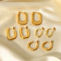 2022 new stainless steel earrings ins titanium steel earrings stud earrings gold color plated stainless steel geometric earrings