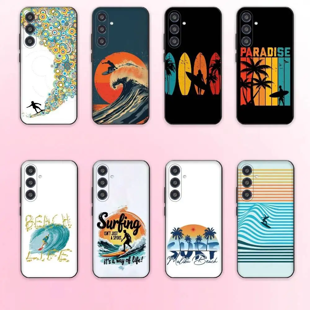 Фото Чехол для телефона Surf Beach Rips Curls для Samsung Galaxy A73, A72, A71, A70, A53, A52, A51, другие мягкие черные чехлы №1