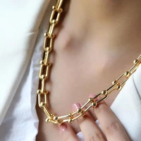punk gold silver color alloy heavy metal thick clavicle chain choker necklace for women trendy party boho jewelry collar