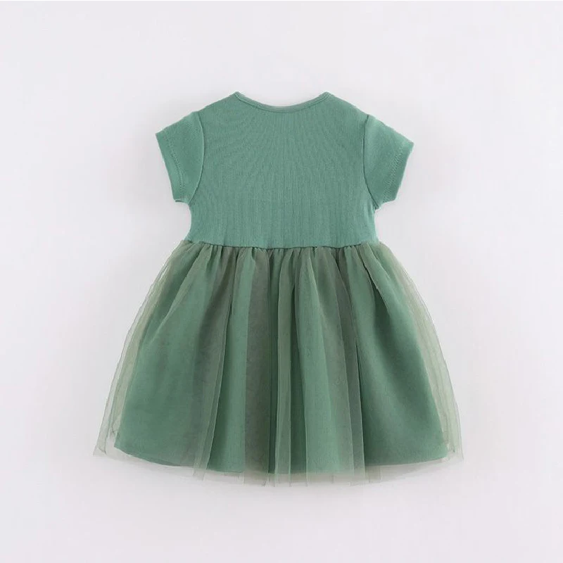 VFOCHI 2022 New Baby Girl Dress Summer Fashion Girls Clothes Patchwork Soild Color Lace Kids Dresses Ball Gown Girl Casual Dress