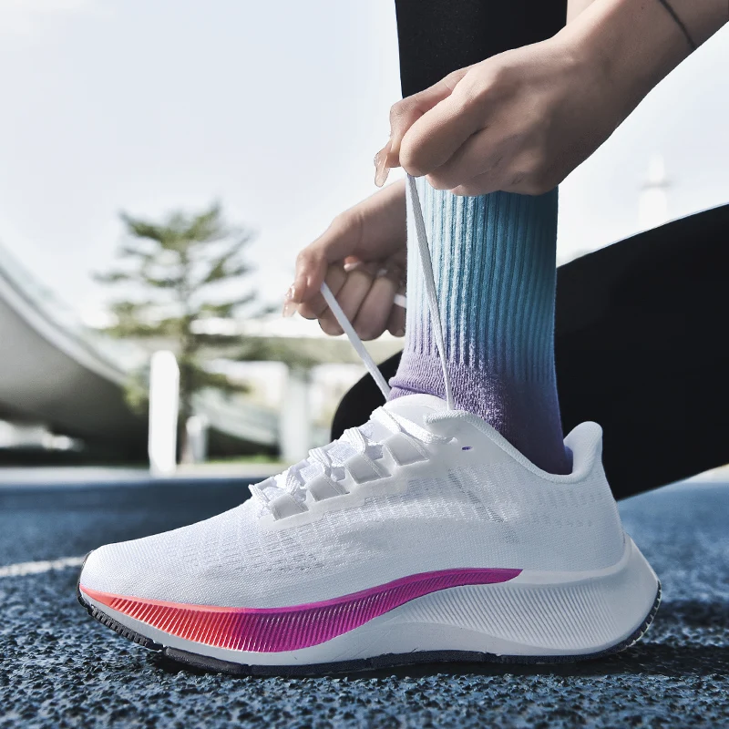 Men Women Running Shoes Anti-slip Unisex Sports Shoes Air Cushion Breathable Lightweight Gym Sneakers Outdoor Mesh Tennis 2023