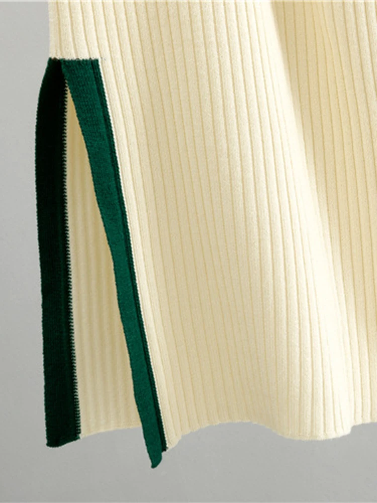 DEAT 2024 Осенний вязаный комплект из 2 предметов с круглым вырезом и длинными