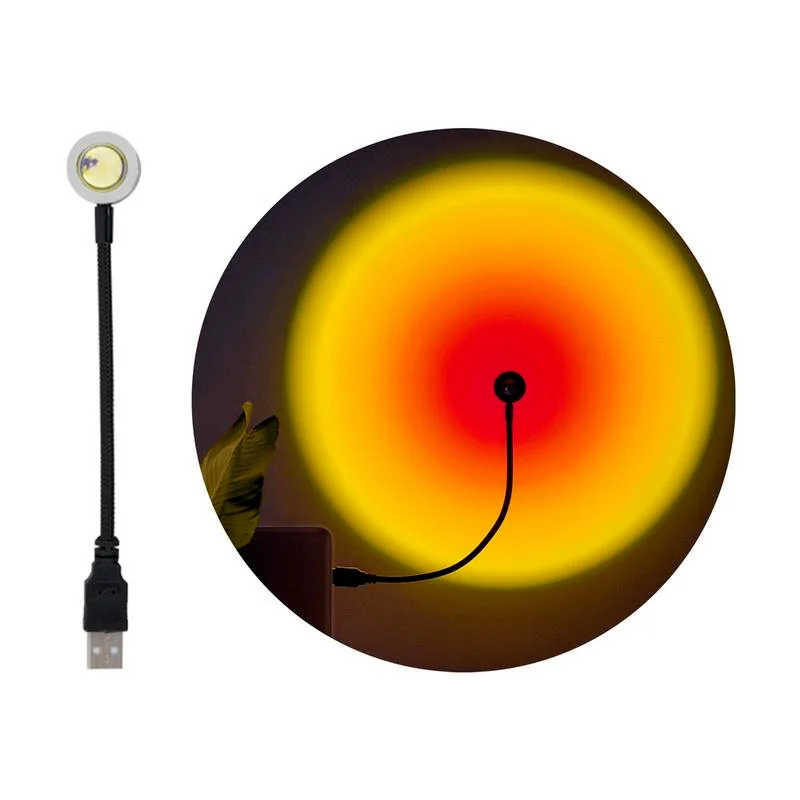 

USB Rainbow Projector Lamp Sunset LED Night Light Sun Projection Table Lamp Bedroom Coffe Shop Background Wall Decorate Lighting