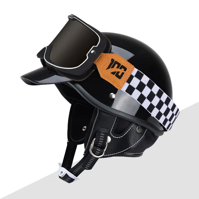 Мотоциклетный шлем KEAZ в винтажном стиле блестящий белый мотоциклетный