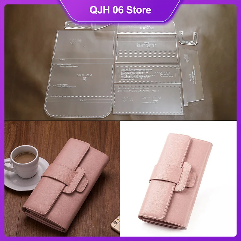 

DIY Ladies Fashion Long Wallet Making Template Hand Bag Clear Acrylic Patterns Handmade Leather Craftwork Drawing Mould Tools