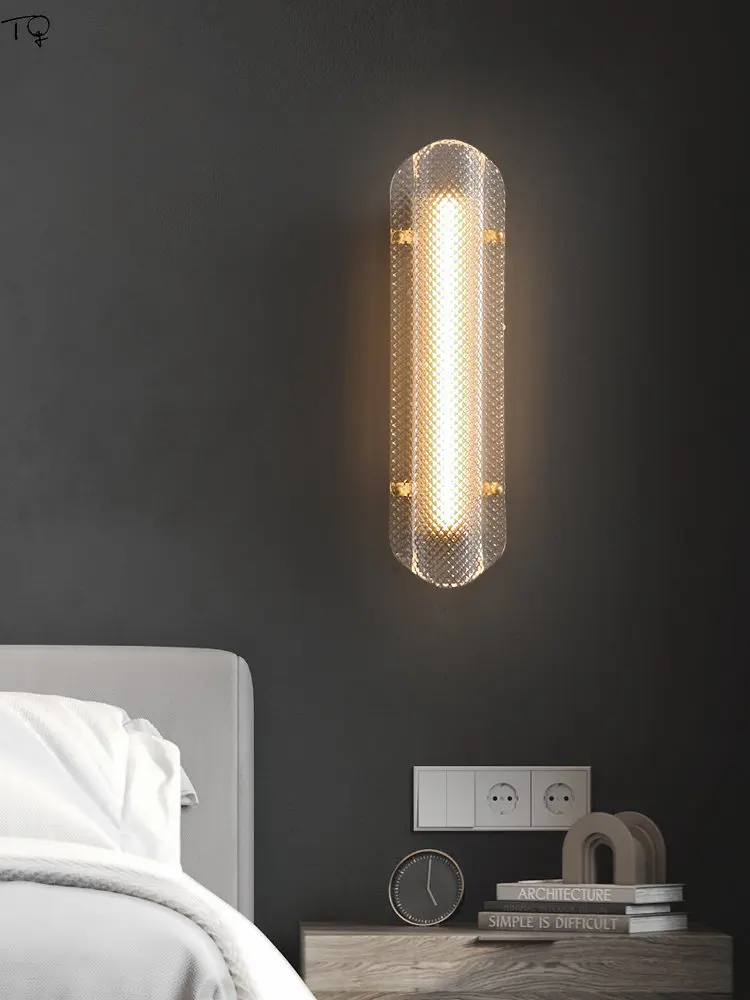 

Classical Minimalist Luxury Copper Glass Wall Lamp Bedroom Bedside LED Indoor Lighting Living/Dining Room Background Bedroom Bar