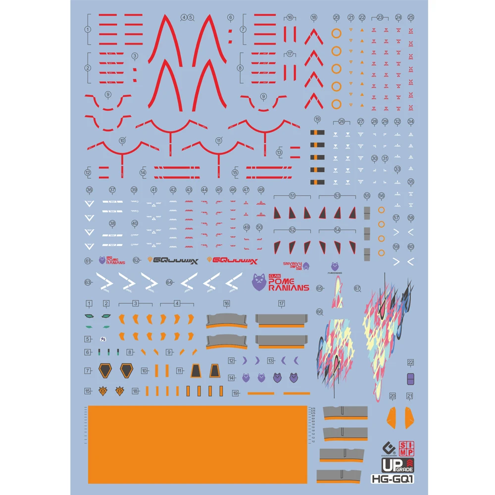

Наклейки на модели EVO GQ-1 для HG 1/144 GQuuuuuuX, флуоресцентная высокоточная водяная наклейка