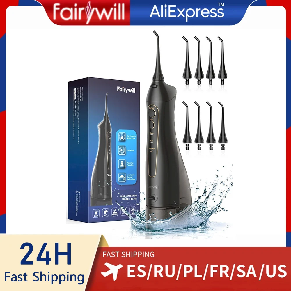 

Fairywill 300 мл 3 режима водные флостеры для зубов ирригатор для полости рта перезаряжаемый Стандартный резервуар водонепроницаемый очиститель ...