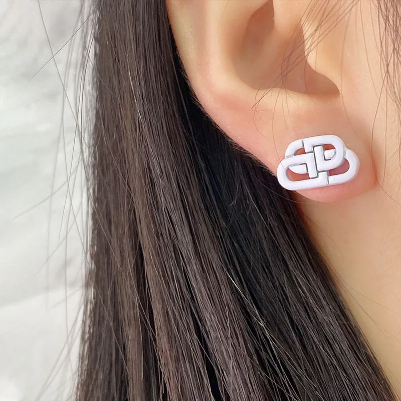 

Luxury Brand B Earrings Designer Women Enamel Colorful Stud Hollow Letter Jewelry