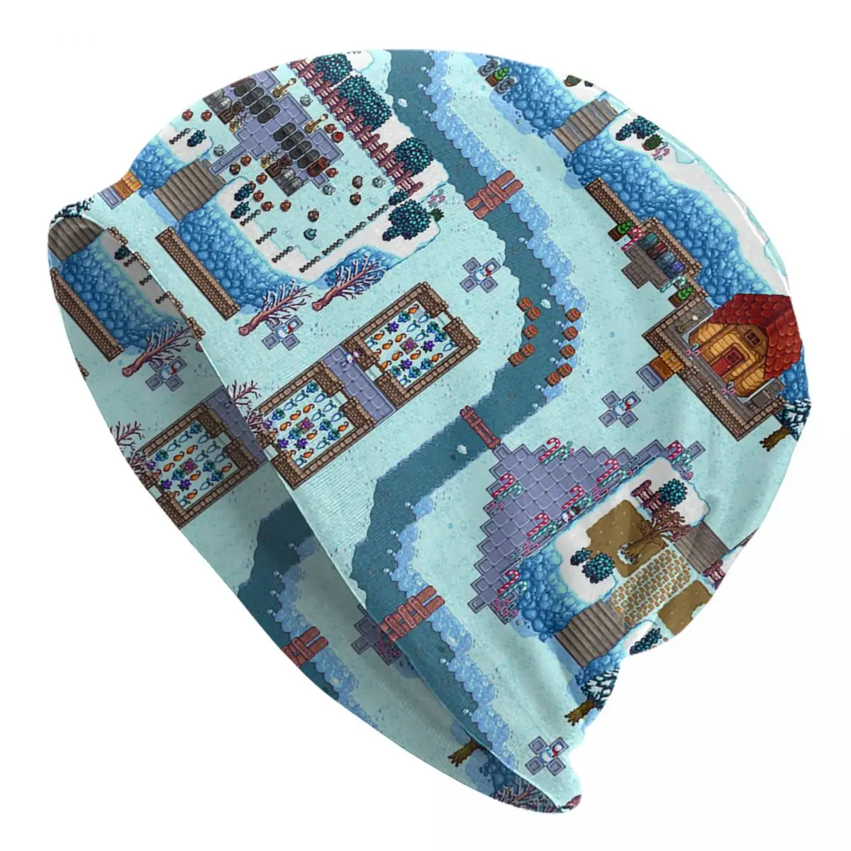 

Stardew Valley House Map Bonnet Hats Autumn Winter Skullies Beanies Hat Cartoon Anime Unisex Knitting Hats Spring Head Wrap Caps