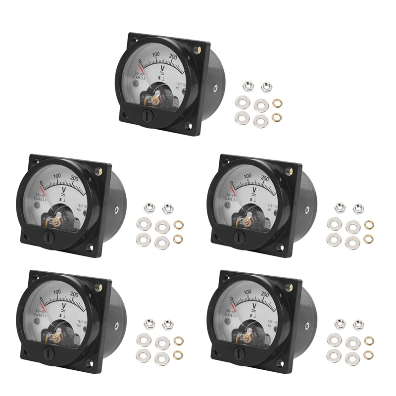 

5X AC 0-300V Round Analog Dial Panel Meter Voltmeter Gauge Black