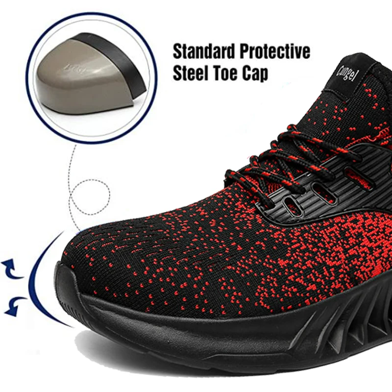 Outdoor Breathable Men Work Safety Shoes Anti-smashing Steel Toe Cap Working Boots Men Sports Shoes Hiking Shoes Plus Size 39-47