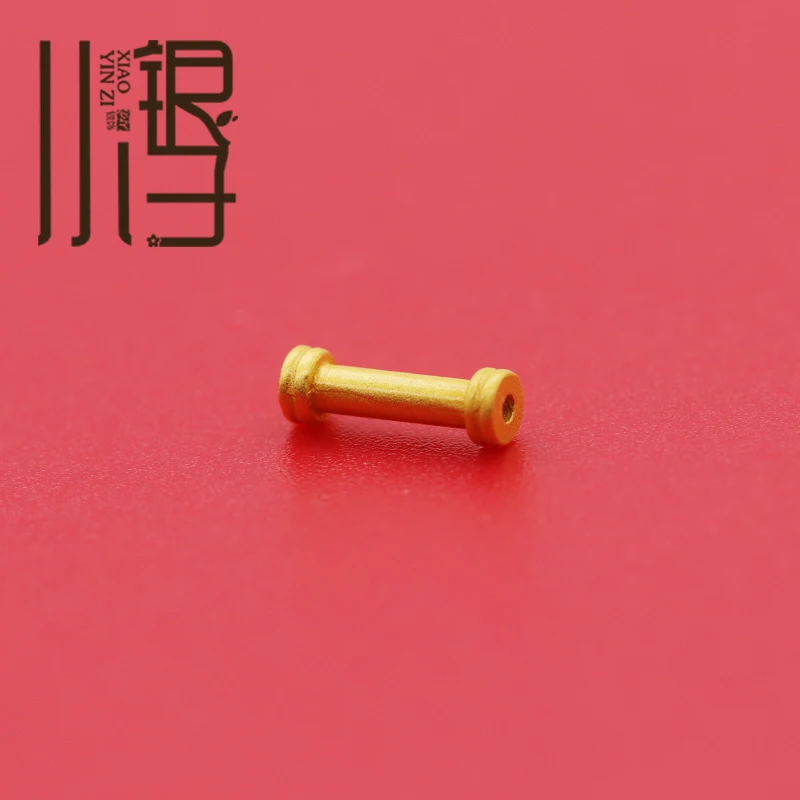 Бусины из стерлингового серебра S925 мини-короткая прямая трубка маленькая