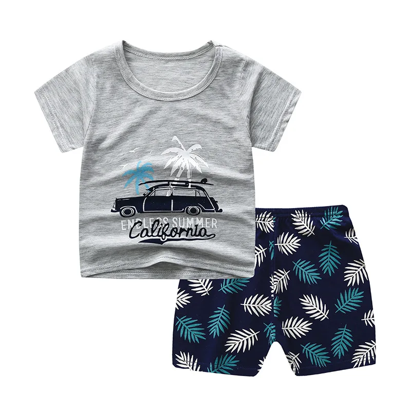 2022 Brand New Cotton Baby Sets Leisure Sports Boy T-shirt +Shorts Toddler Clothing Boys Girls Clothes |