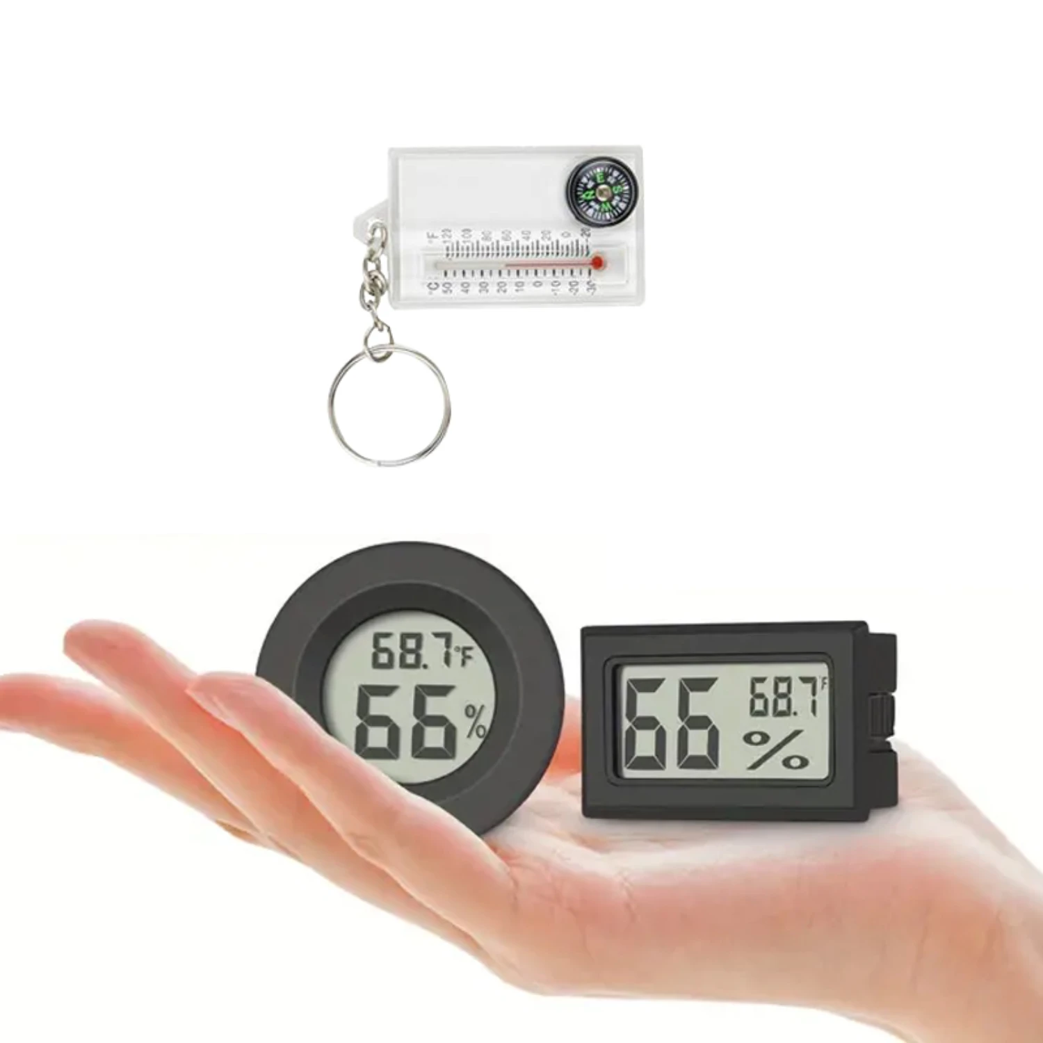 Diital Thermometer Hyrometer Room Round Temperature Humidity Meter Aue Monitor Lare LCD Display Fahrenheit Or Celsius