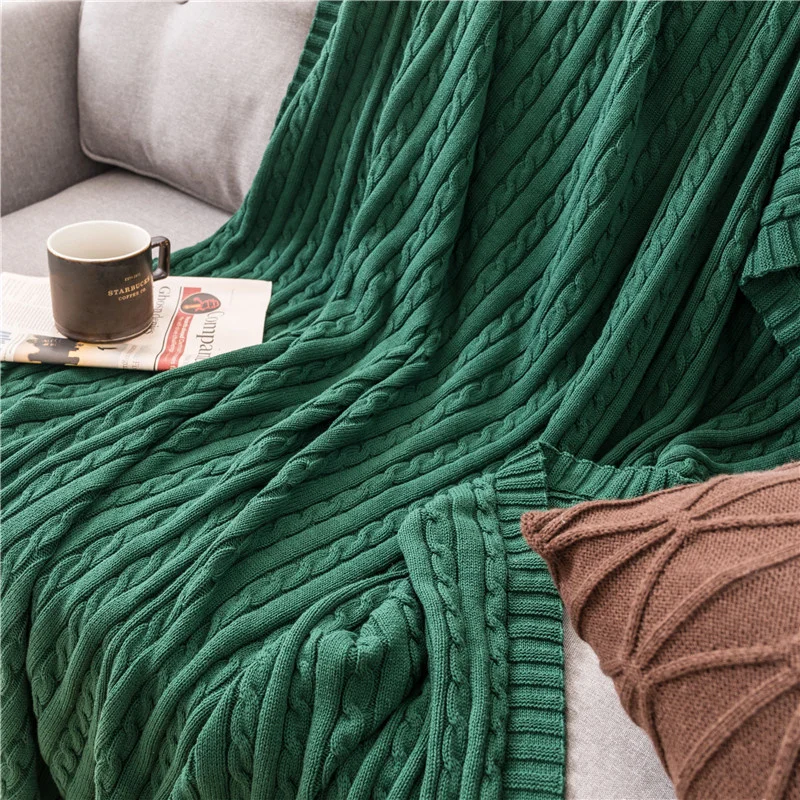 

Nap Blanket Dark Green Knitted Blanket Bed Runner Ins Style Sofa Cover Light Luxury Office Blanket Nap Blanket