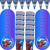 disney spiderman disposable tableware set paper cups plates napkins tablecloth straws baby shower party decorations supplies