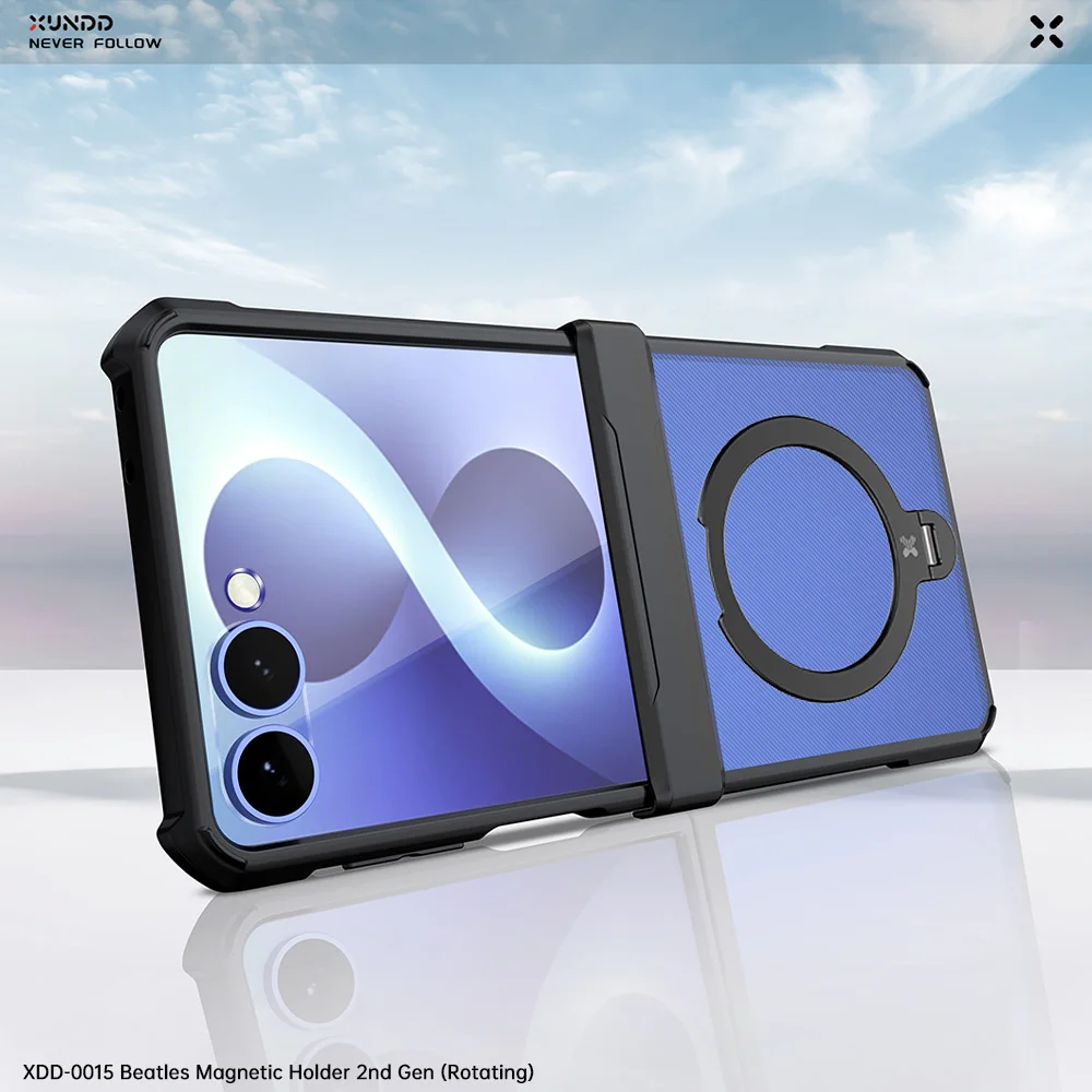 Фото Чехол Xundd для Samsung Galaxy Z Flip 8, защита шарнира, антижелтый, противоударный, с магнитной подставкой, тонкий, прозрачный, защитный №1