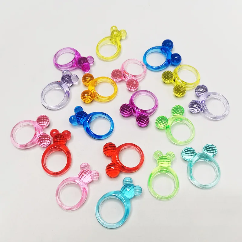 

20Pcs Cute Acrylic Imitation Crystal Bear Rings Kids Birthday Guest Gifts Baby Shower Party Favors Pinata Fill Finger Decorate
