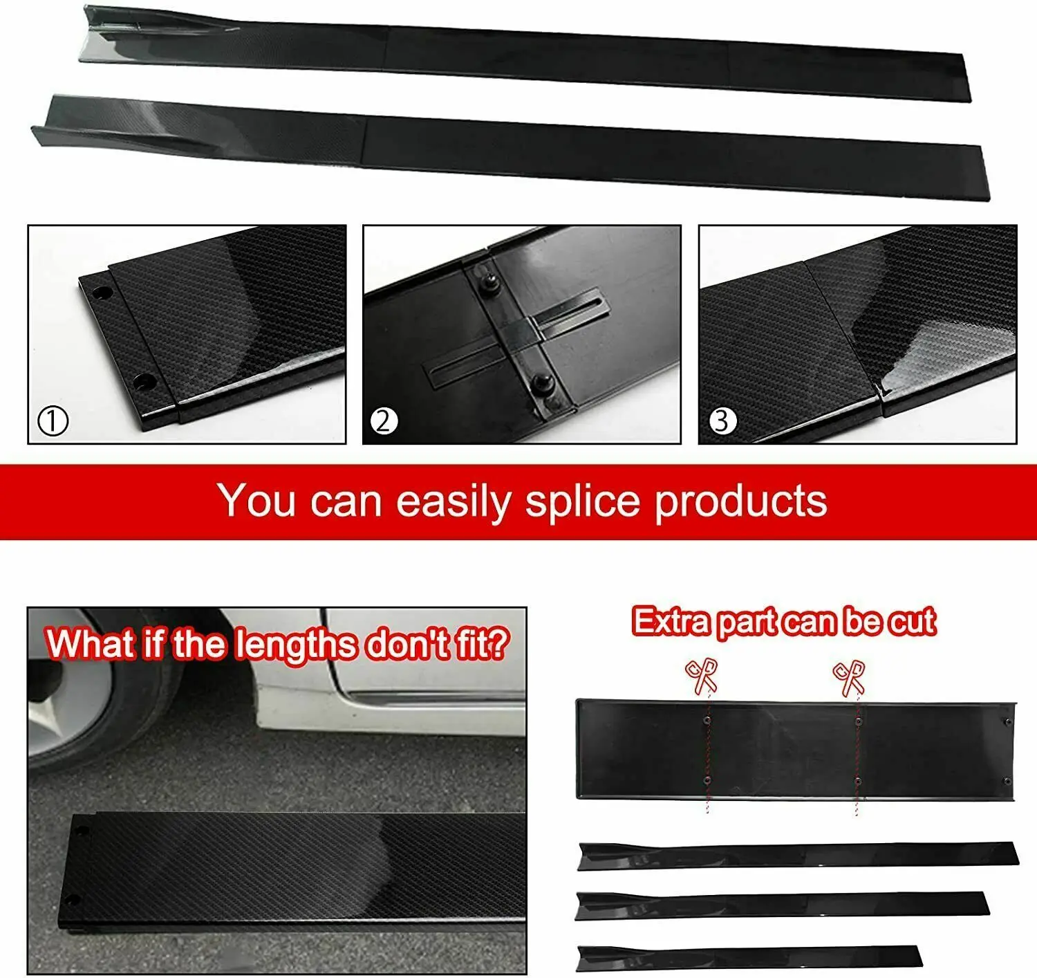 Универсальная боковая юбка 86 6 дюйма для Audi A3 S-line / S3 2017-2019 комплект удлинителей