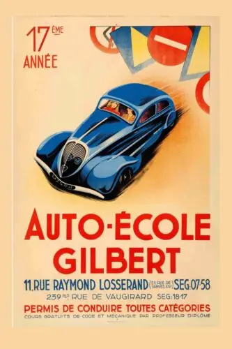 Автомойка ECole 1930 французская реклама винтажная цельнометаллическая жестяная