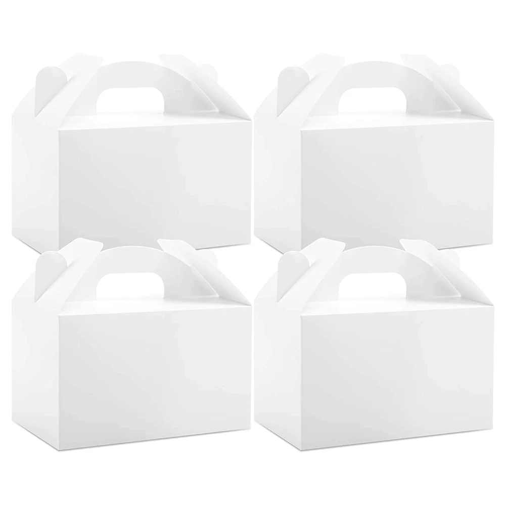 

48 Pack White Treat Gable Party Favor Boxes Paper Gift Boxes for Birthday Party Shower 6x3.5x3.5 Inches,White