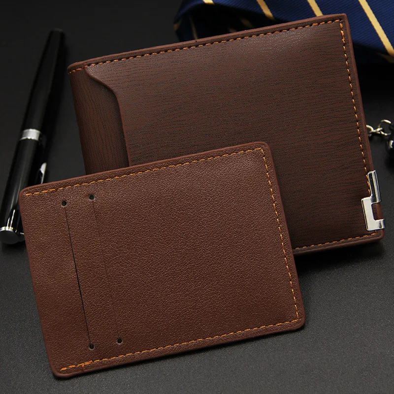 Men Wallet Leather Card Holder Fashion New Purse Multifunction for Credit Cards Male Iron Edge Billetera Hombre |
