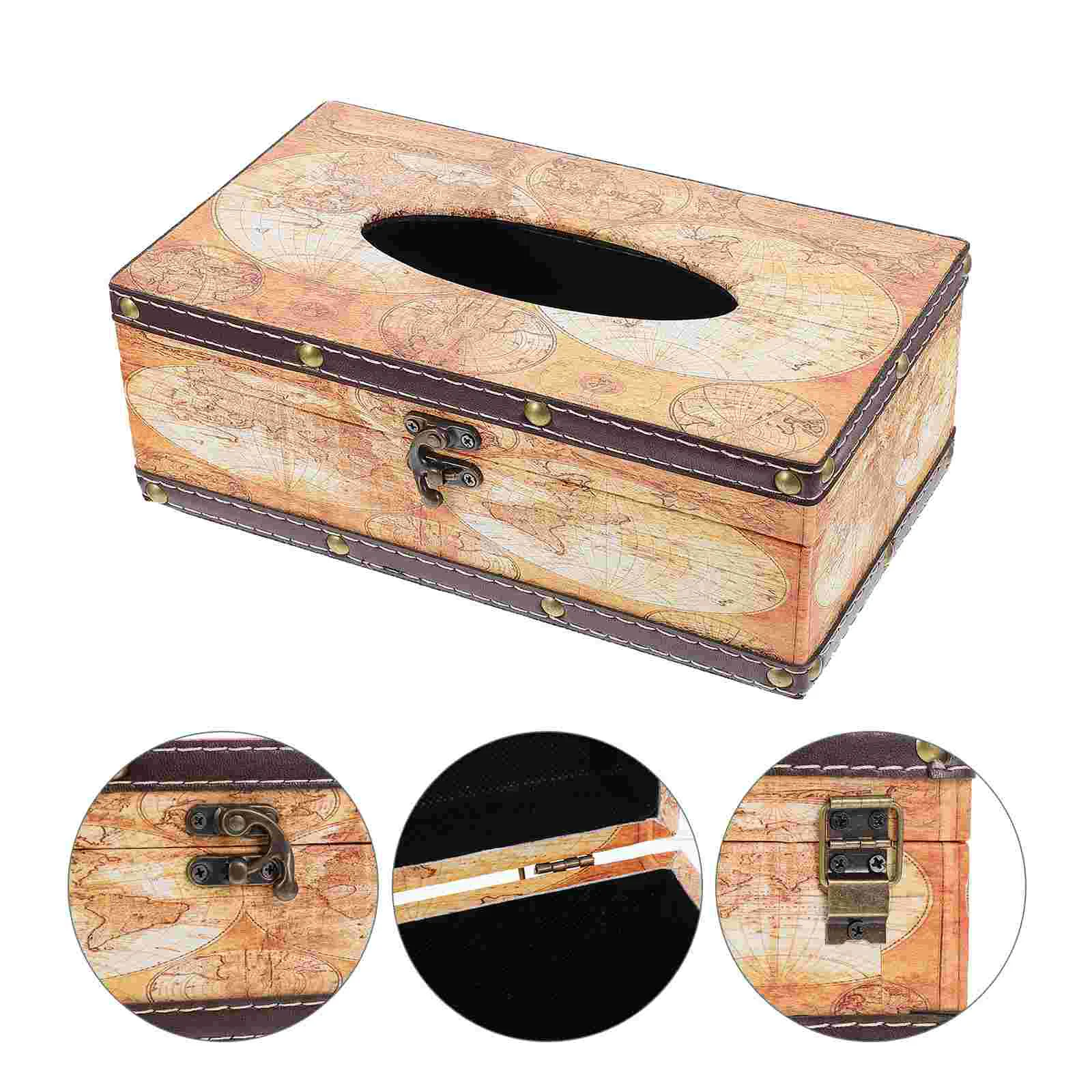 

Vintage Tissue Box Decorative Tissue Holder Wooden Napkin Box Home Storage Holder