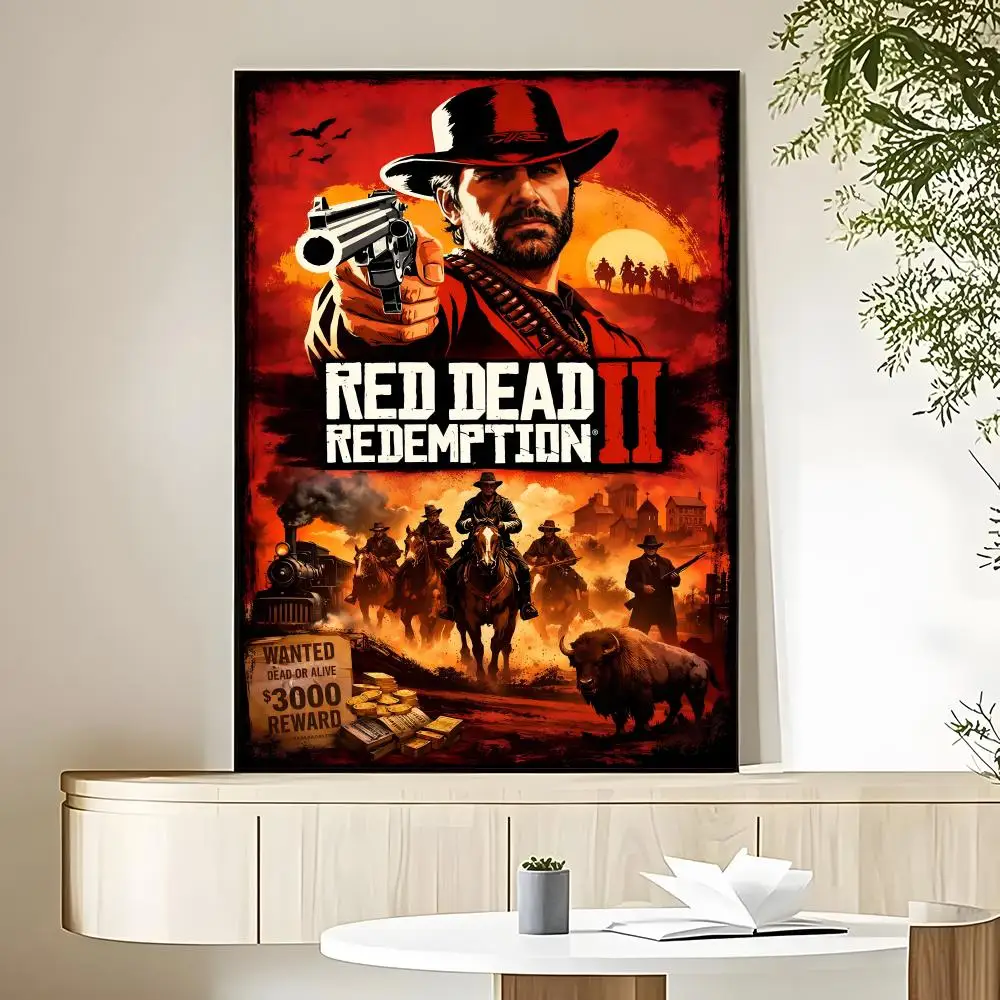 Фото Постер HD Game TV-Red-Dead-Redemption 2, водонепроницаемый, для дома, гостиной, спальни, бара, эстетическое украшение №2