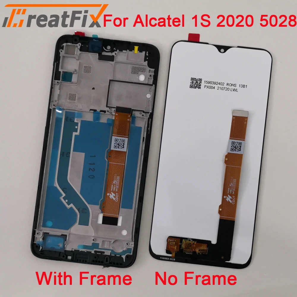Для Alcatel 1S 2020 5028 5028Y 5028A 5028D ЖК-дисплей + сенсорный экран дигитайзер для Alcatel 1S 2020 ЖК-дисплей с рамкой запасные части